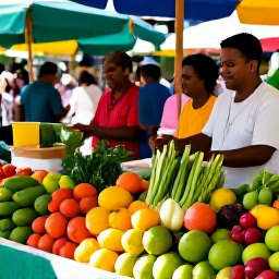 Caribbean Holidays, March Cooking Holidays, Colourful local market in St Thomas, United States Virgin Islands, with fresh tropical fruit, herbs, spices and friendly vendors in bright morning light
