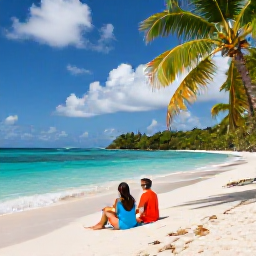 Caribbean Holidays, March Couples Holidays, A couple relaxing on a secluded Caribbean beach with turquoise water and palm trees in Saint Vincent and the Grenadines