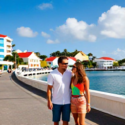 Caribbean Holidays, March Couples Holidays, Couple exploring colourful streets and harbour in Marigot, Saint Martin, sunny Caribbean day