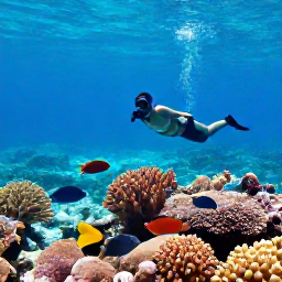 Caribbean Holidays, March Cruises, A snorkeller observing colourful tropical fish and coral in clear Caribbean water near Grand Turk