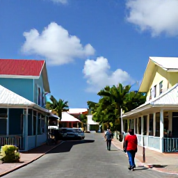 Caribbean Holidays, March Culture Holidays, Visitors exploring a sunny Caribbean island village in Saint Martin and Sint Maarten, with local architecture, palm trees and welcoming community atmosphere