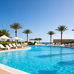 Caribbean Holidays, March Curacao, Adults relaxing beside a turquoise Caribbean swimming pool at an adults-only resort in Cura&ccedil;ao, with palm trees and bright sunshine