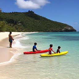 Caribbean Holidays, March Family Holidays, Children paddling in shallow clear water beside a sheltered Caribbean beach on St John, with parents nearby and green hills in the background