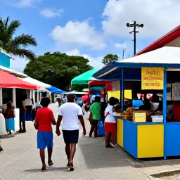 Caribbean Holidays, March Family Holidays, Family enjoying a colourful Caribbean market and local food stalls in a lively island town