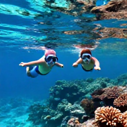 Caribbean Holidays, March Family Holidays, Parents and children snorkelling together in clear Caribbean water beside a coral reef in the Dominican Republic, with colourful fish visible beneath the surface