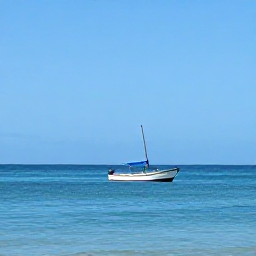 Caribbean Holidays, March Fishing, A bright Trinidad and Tobago coastline in March with a small fishing boat on calm blue water