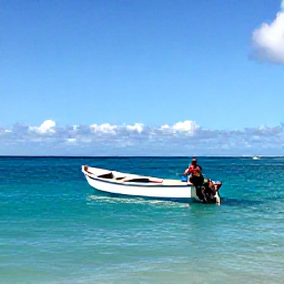 Caribbean Holidays, March Fishing, A small fishing boat on calm turquoise water off the coast of Montserrat in bright March sunshine