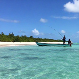 Caribbean Holidays, March Fishing, Angler casting from a small boat over clear shallow flats with white sand and mangroves in Turks and Caicos
