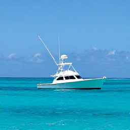 Caribbean Holidays, March Fishing Cura&ccedil;ao, A small sport-fishing boat on clear blue Caribbean water off Cura&ccedil;ao in bright March sunshine
