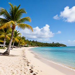 Caribbean Holidays, March Holidays, Bright Caribbean beach on Saint Vincent with calm turquoise water, palm trees and a relaxed all-inclusive holiday atmosphere