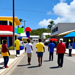 Caribbean Holidays, March Holidays, Colourful streets and local people enjoying a lively cultural festival in Kingstown, Saint Vincent, bright Caribbean sunshine