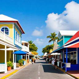 Caribbean Holidays, March Holidays, Colourful streets of Marigot and Philipsburg with Caribbean shops, cafes, historic buildings and visitors exploring