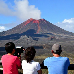 Caribbean Holidays, March Holidays, Family visiting the Montserrat Volcano Observatory, viewing the volcanic landscape from a safe outdoor platform