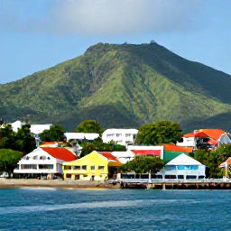 Caribbean Holidays, March Holidays, Kingstown waterfront and colourful Caribbean streets on Saint Vincent with green hills rising in the background