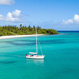 Caribbean Holidays, March Holidays, Small sailing boat approaching the turquoise bays and green islands of the Grenadines in bright March sunshine