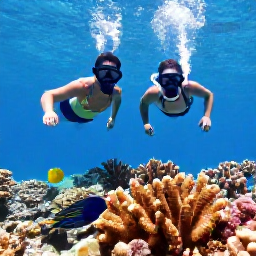 Caribbean Holidays, March Honeymoons, Honeymoon couple snorkelling above colourful coral and tropical fish in clear Caribbean water near the British Virgin Islands