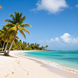 Caribbean Holidays, March Instagram Hotspots, Bright turquoise water, white sand and palm trees at Pigeon Point in Tobago on a sunny March morning