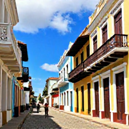 Caribbean Holidays, March Instagram Hotspots, Colourful colonial street in Santo Domingo's Zona Colonial with historic buildings, balconies, cobbled paving and local life
