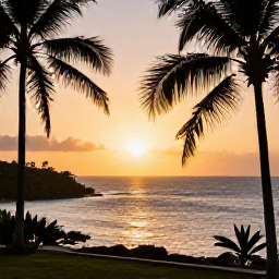 Caribbean Holidays, March Instagram Hotspots, Golden sunset over the Caribbean Sea viewed from a scenic coastal viewpoint in Tobago, with palm silhouettes