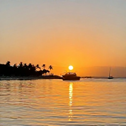 Caribbean Holidays, March Instagram Spots, Sunset over Simpson Bay Lagoon in Sint Maarten, with yachts, palm trees and warm orange light reflected on calm water