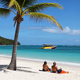 Caribbean Holidays, March Island Hopping, Travellers relaxing on a quiet Caribbean beach in March, with palm trees, gentle waves and a colourful snorkelling boat