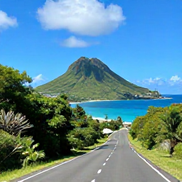 Caribbean Holidays, March Luxury Holidays, Scenic coastal road and lush volcanic landscape on Saint Kitts in clear March weather