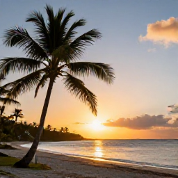 Caribbean Holidays, March Nature Holidays, A peaceful sunset over the Caribbean Sea viewed from a beach on St John, with palm trees and warm evening light