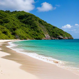 Caribbean Holidays, March Nature Holidays, A quiet Caribbean beach on Saint Vincent with lush green hills, clear turquoise water and warm March sunshine
