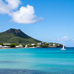 Caribbean Holidays, March Nature Holidays, A sunny March morning on Saint Barth&eacute;lemy, showing a quiet turquoise bay, green hills and a small sailing boat