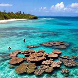 Caribbean Holidays, March Nature Holidays, Snorkellers exploring clear shallow water above a colourful coral reef at Trunk Bay, St John, United States Virgin Islands