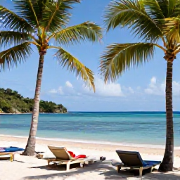 Caribbean Holidays, March Nature Holidays, Travellers relaxing on a quiet Caribbean beach in Saint Vincent and the Grenadines, with palm trees, calm sea and natural surroundings