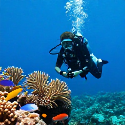 Caribbean Holidays, March Scuba Diving, A scuba diver photographing tropical fish beside a coral reef near Saint Martin