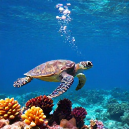 Caribbean Holidays, March Scuba Diving, Clear underwater view of a sea turtle and colourful reef beside St John in the United States Virgin Islands