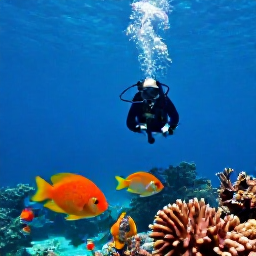 Caribbean Holidays, March Scuba Diving, Scuba divers exploring a colourful Caribbean reef in clear blue water around Saint Martin and Sint Maarten