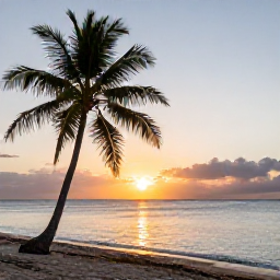 Caribbean Holidays, March Scuba Diving, Tobago coastline at sunset with palm trees, calm sea and a relaxed Caribbean holiday atmosphere