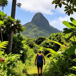Caribbean Holidays, March Solo Holidays, Solo traveller hiking through lush rainforest on Saint Kitts, with Mount Liamuiga and tropical vegetation under bright March daylight