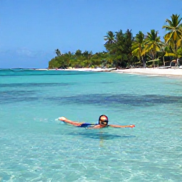 Caribbean Holidays, March Solo Holidays, Solo traveller swimming and snorkelling in clear shallow water beside a secluded Antigua beach, colourful fish and palm trees
