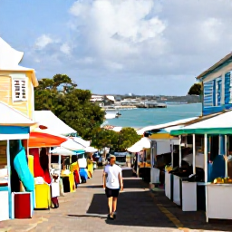 Caribbean Holidays, March Solo Holidays, Solo traveller walking through a charming French Caribbean village in Marigot, Saint Martin, with colourful market stalls and harbour scenery