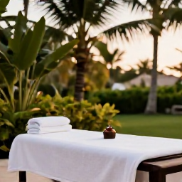 Caribbean Holidays, March Spa Breaks, Open-air Caribbean spa treatment beside a tropical garden with palm trees and soft March light