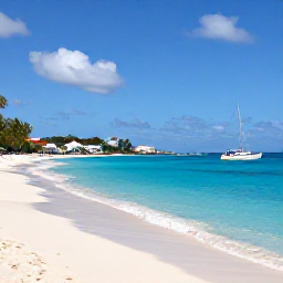 Caribbean Holidays, March Tours, Sunny Caribbean coastline on Saint Martin with turquoise water, white sand and a small tour boat