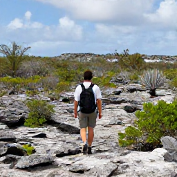 Caribbean Holidays, March Walking Holidays, A nature walker exploring dry tropical scrub and limestone landscape in the Turks and Caicos Islands