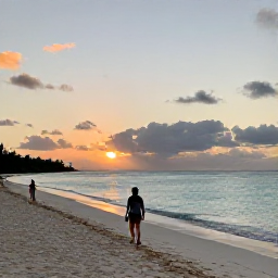 Caribbean Holidays, March Walking Holidays, A peaceful sunset over a white sandy beach in Providenciales, with a walking holiday atmosphere and calm turquoise sea