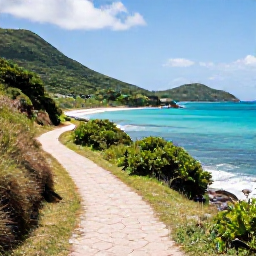 Caribbean Holidays, March Walking Holidays, A scenic coastal walking trail on Saint John in the United States Virgin Islands, with turquoise sea, green hills and warm March sunshine