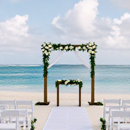 Caribbean Holidays, March Weddings, Elegant seaside wedding ceremony in Guadeloupe, decorated with simple white flowers and views across the Caribbean Sea