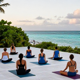 Caribbean Holidays, March Wellness, A peaceful outdoor yoga session beside a turquoise Caribbean sea on Providenciales, with tropical greenery and gentle early morning light