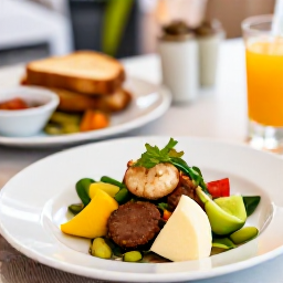 Caribbean Holidays, March Wellness, Fresh tropical lunch and healthy Caribbean dishes at an outdoor restaurant in Grand Case, Saint Martin, bright relaxed setting