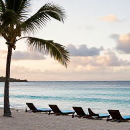 Caribbean Holidays, March Wellness, Quiet Caribbean beach on Saint Martin in March, soft morning light, calm turquoise water, palm trees and a peaceful wellness atmosphere