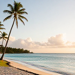 Caribbean Holidays, March Wellness, Quiet Caribbean beach on Saint Vincent and the Grenadines in March, calm turquoise water, soft morning light and a few palm trees