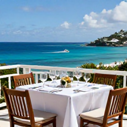 Caribbean Holidays, March Wine Tasting, Elegant wine tasting table on a sunny terrace overlooking the Caribbean Sea in Saint Barth&eacute;lemy