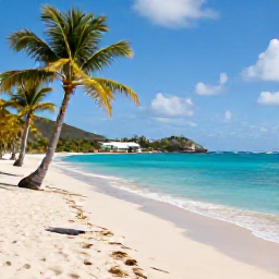 Caribbean Holidays, March Wine Tasting, Quiet white-sand beach with turquoise water and palm trees on Saint Barth&eacute;lemy in March